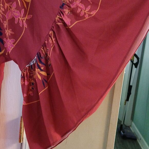 Umgee boho high low wide bell sleeve V neck blouse top Sz 1XL NWOT - Picture 4 of 6